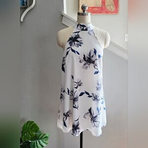 Lulus Floral Dress White Gray Blue Size XS